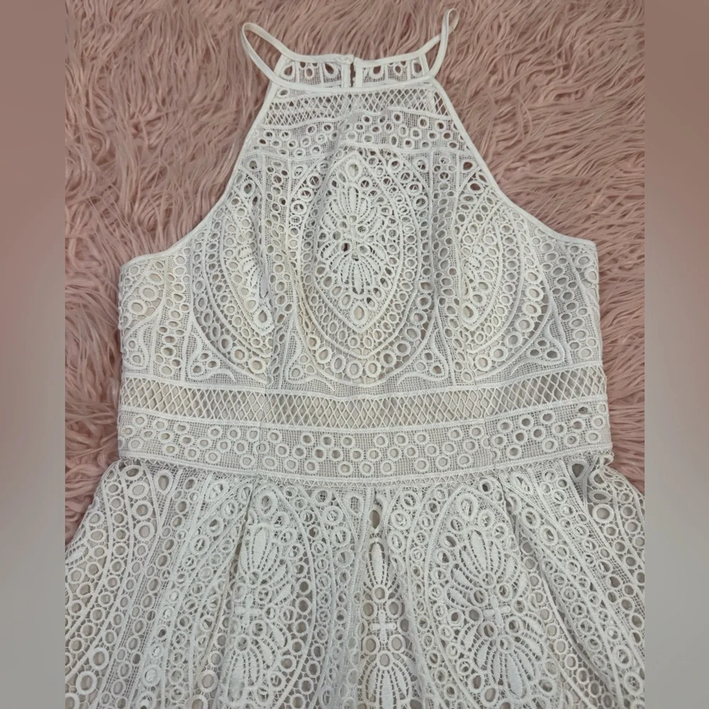 Forever New white lace mini halter dress